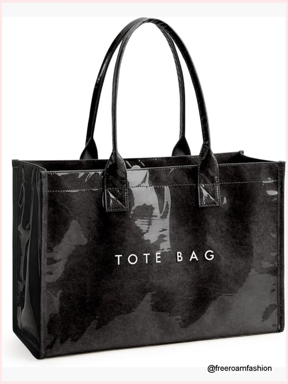 Large PVC Tote Bag with Kraft Paper Lining, Foldable Work Handbag